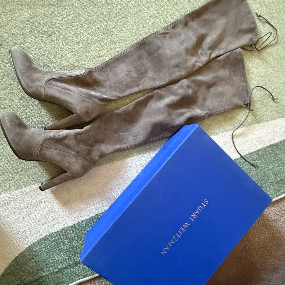 Stuart Weitzman Tall Taupe Suede Over-the-Knee Boots